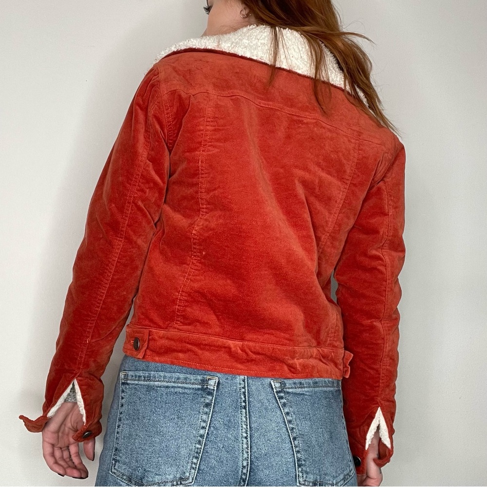 Forever 21 Orange Fuzzy Lined Button Up Winter Jacket, Women's Size Small - Picture 9 of 14